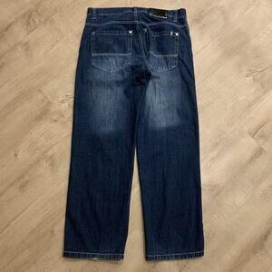 Vintage Y2K Southpole Baggy Faded Denim Jeans Mens 36x32 Dark Wash Brown Tab